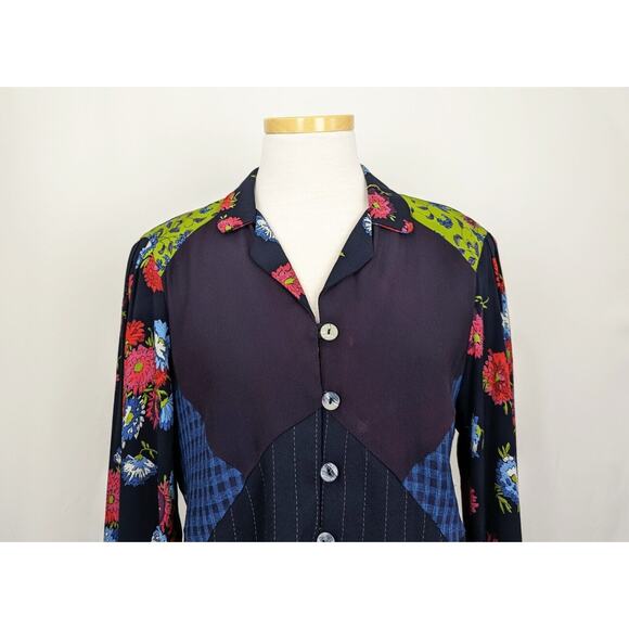 Vintage 90s Top Skirt Set Carole Little Floral Art to Wear Size 8 10 Petite Flaw - Picture 3 of 16